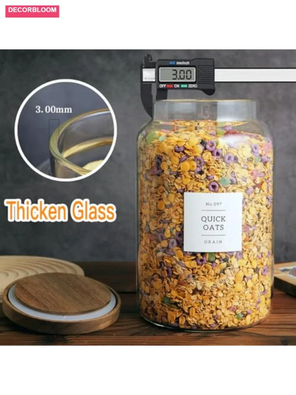 Set of 2 Large Glass Flour and Sugar Containers with 132 Pantry Labels, 1